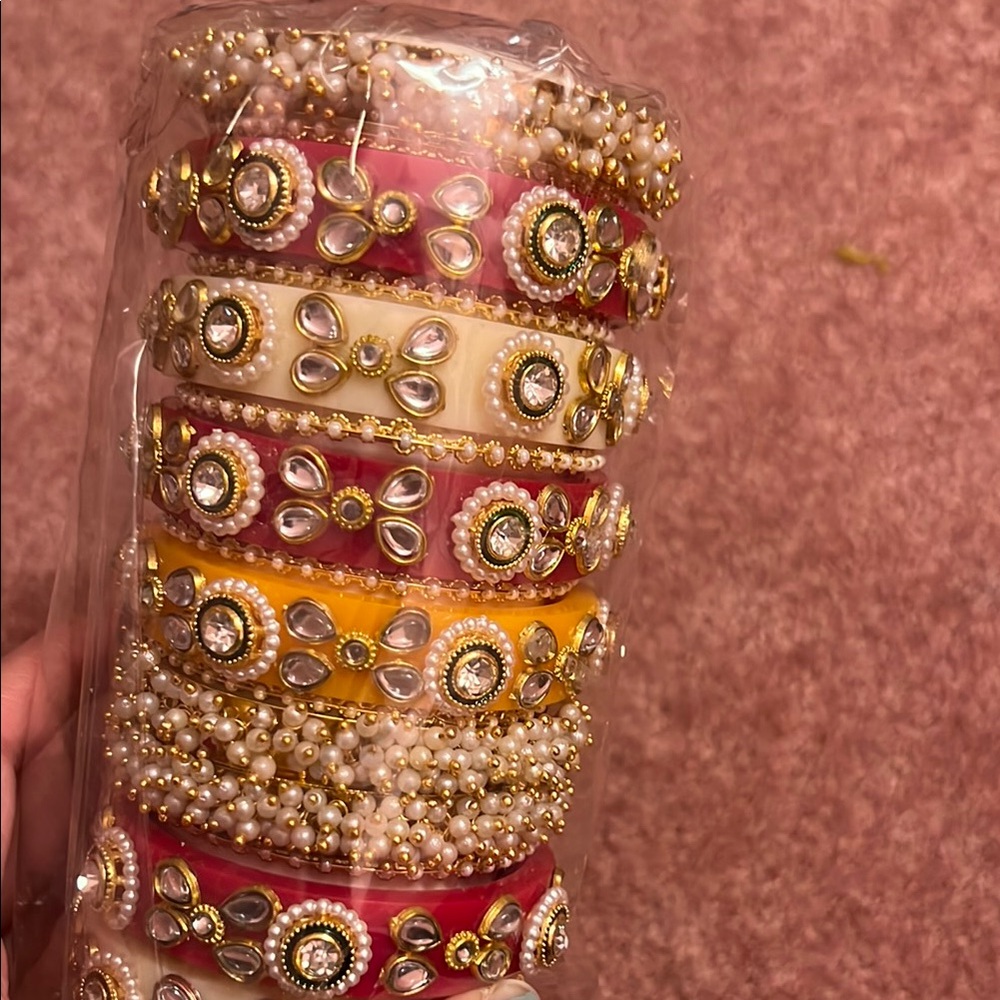Red and Gold Bangle Set - Picture 2 of 4
